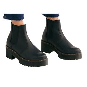 DOC DR MARTENS Rometty Chelsea Pull-On Boots BLACK WYOMING LEATHER Platform US-5